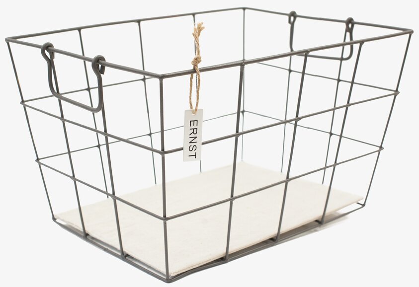 Förvaringskorg Metall från Ernst med handtag och nätmönster