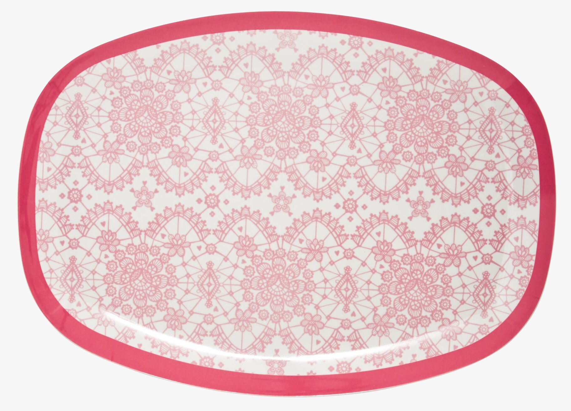 Tallrik Lace Print från Rice med rosa spetsmönster