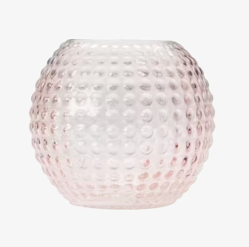 Ljuslykta Stockholm Rosa från By ON med bubbelmönstrat glas