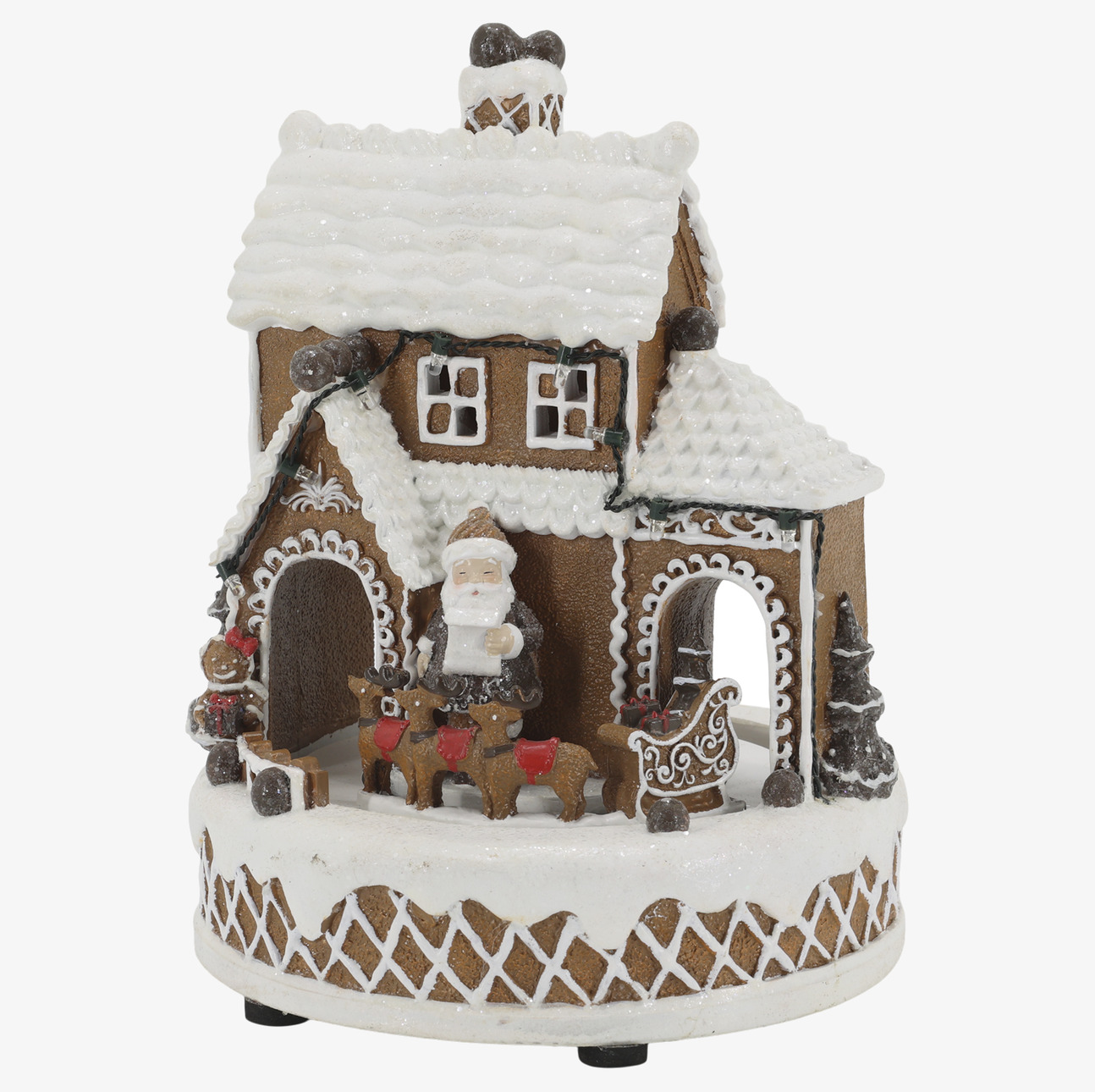 Noël Speldosa Pepparkakshus med Tomte LED Mocca 23 cm Chic Antique Övrig prydnad/dekoration för inredning innemiljö