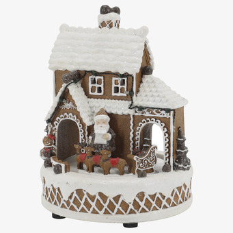 Noël Speldosa Pepparkakshus med Tomte LED Mocca 23 cm Chic Antique Övrig prydnad/dekoration för inredning innemiljö