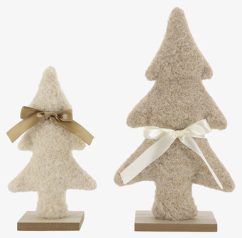 Julgranar i Filt med Rosett 2-pack Creme och Beige Chic Antique Övrig prydnad/dekoration för inredning innemiljö