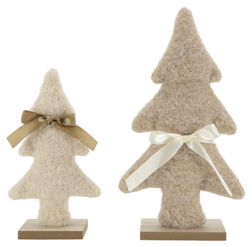 Julgranar i Filt med Rosett 2-pack Creme och Beige Chic Antique Övrig prydnad/dekoration för inredning innemiljö