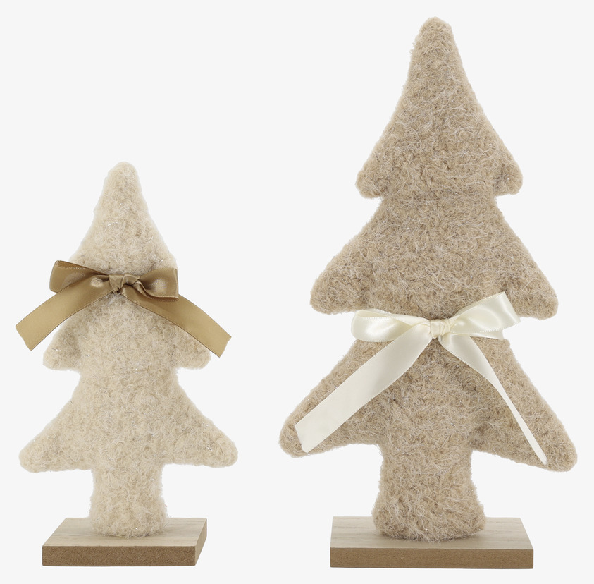 Julgranar i Filt med Rosett 2-pack Creme och Beige Chic Antique Övrig prydnad/dekoration för inredning innemiljö