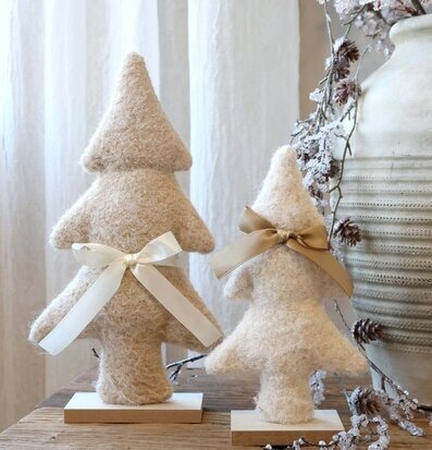 Julgranar i Filt med Rosett 2-pack Creme och Beige Chic Antique Övrig prydnad/dekoration för inredning innemiljö
