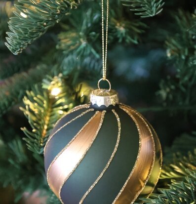 Julkulor i Ask 3-pack Olivgrön Guld Chic Antique Julgranshänge/julgransdekoration