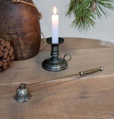 Ljussläckare med Bladdekor Antik Mässing 32 cm Chic Antique Övrig prydnad/dekoration för inredning innemiljö