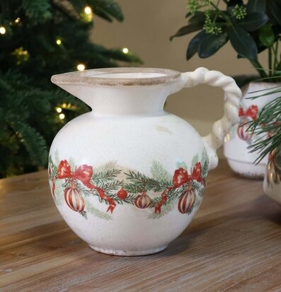 Kanna med Julkulor och Rosetter Creme Chic Antique Övrig prydnad/dekoration för inredning innemiljö
