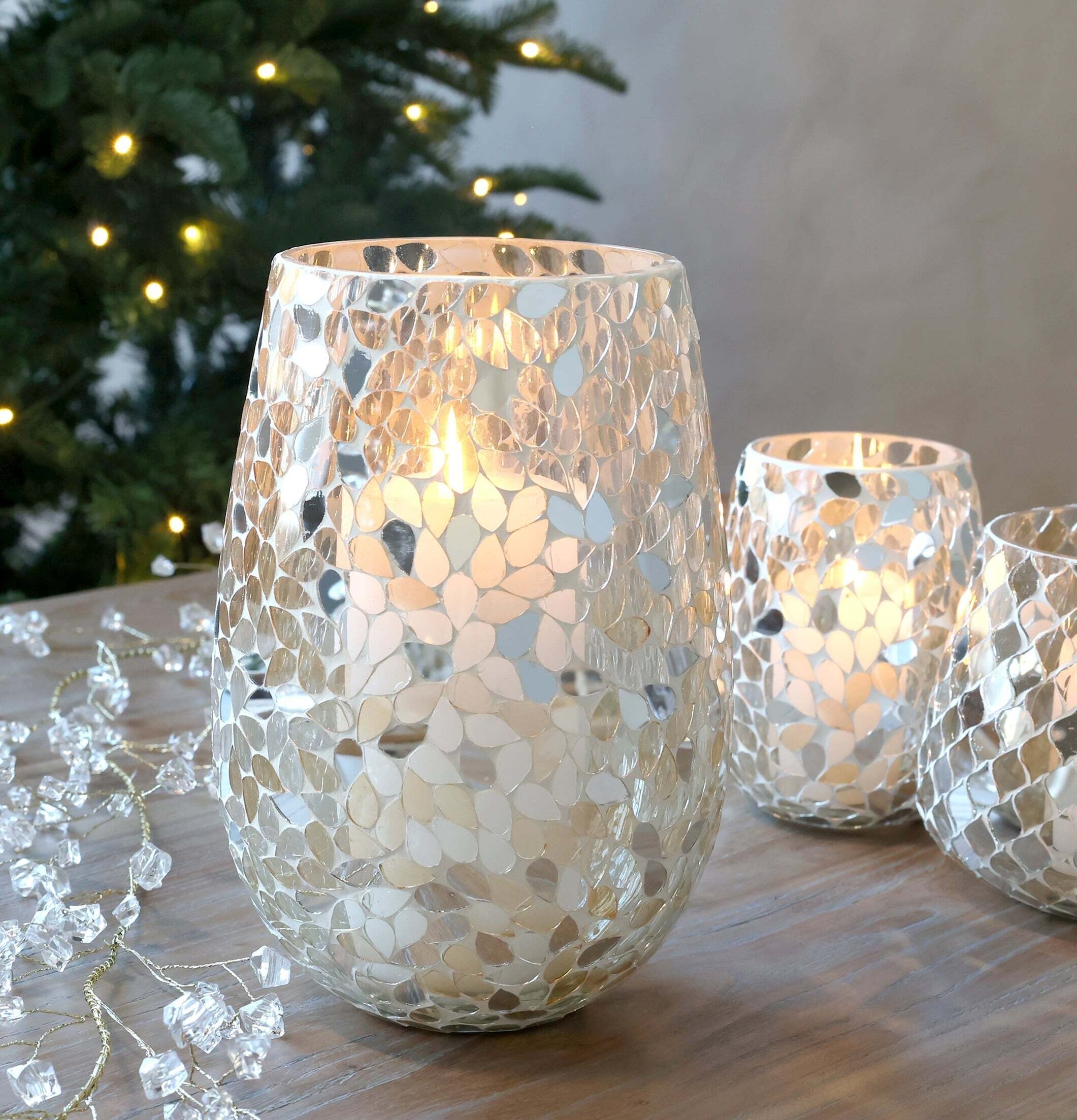Hurricane Mosaik Champagne 23 cm Chic Antique Lyktor Endless Light Ljuslyktor