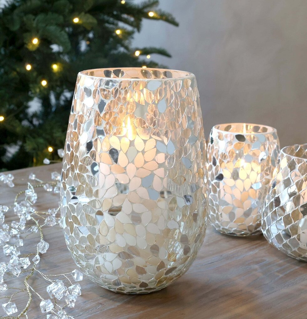 Hurricane Mosaik Champagne 23 cm Chic Antique Lyktor Endless Light Ljuslyktor