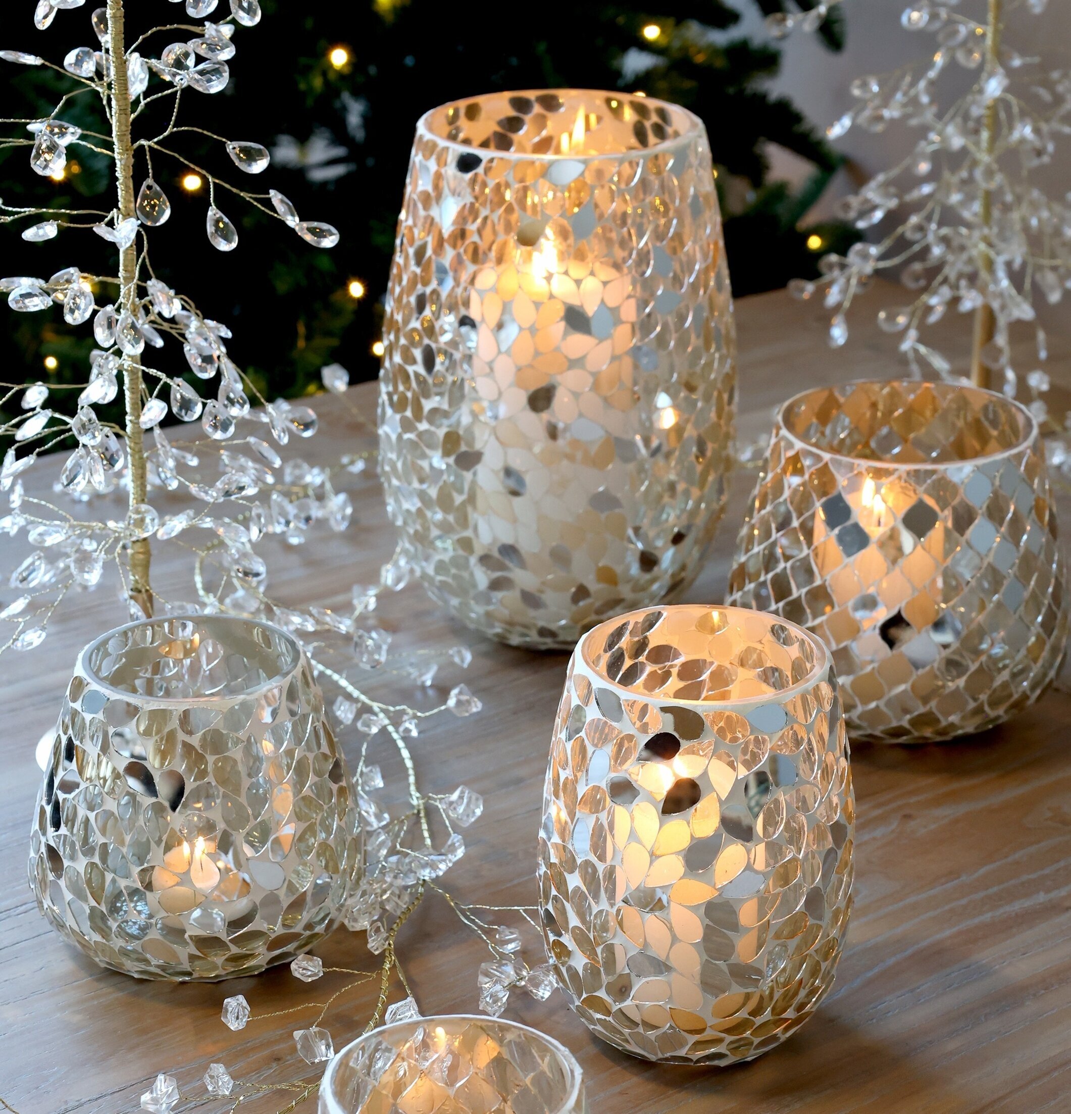 Hurricane Mosaik Champagne 23 cm Chic Antique Lyktor Endless Light Ljuslyktor