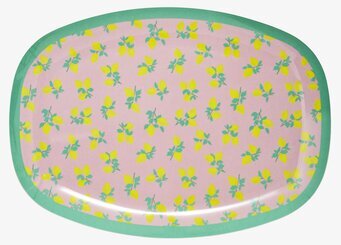 Tallrik Lemon Print från Rice med citronmönster och grön kant