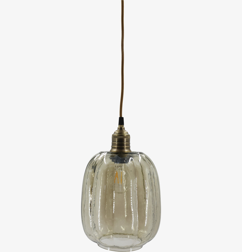 Taklampa Rökfärgat Glas med Mässingstopp 29 cm Chic Antique Lampor Taklampor Golvlampor Bordslampor LED-lampor Ledlampor Fönsterlampor