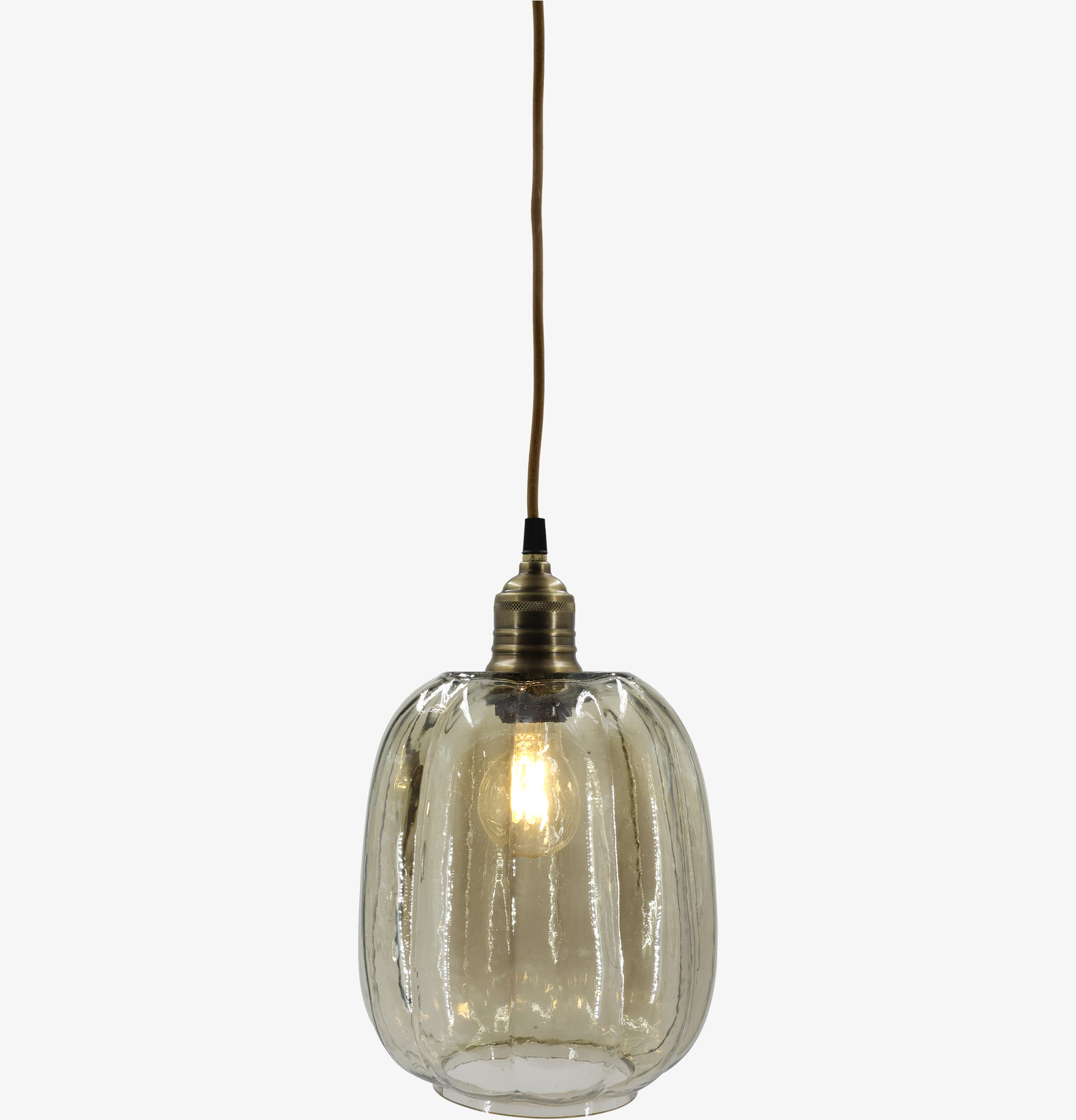 Taklampa Rökfärgat Glas med Mässingstopp 29 cm Chic Antique Lampor Taklampor Golvlampor Bordslampor LED-lampor Ledlampor Fönsterlampor