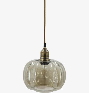 Taklampa Rökfärgat Glas med Mässingstopp 18 cm Chic Antique Lampor Taklampor Golvlampor Bordslampor LED-lampor Ledlampor Fönsterlampor