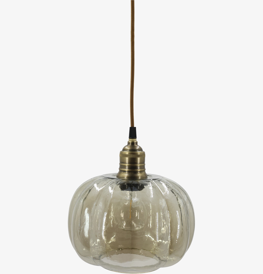 Taklampa Rökfärgat Glas med Mässingstopp 18 cm Chic Antique Lampor Taklampor Golvlampor Bordslampor LED-lampor Ledlampor Fönsterlampor