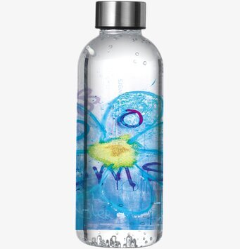 Vattenflaska Flower Blue från Poul Pava med blå blomdesign