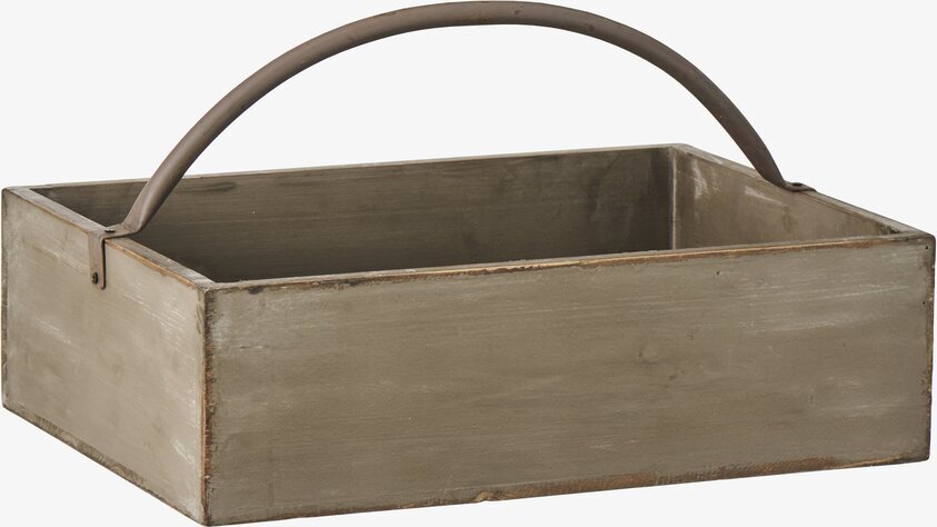Trälåda Med Metallhandtag Grå IB Laursen Förvaringslådor och korgar Boxar Förvaringsboxar Porslinsboxar Trälådor Smyckesboxar i porslin