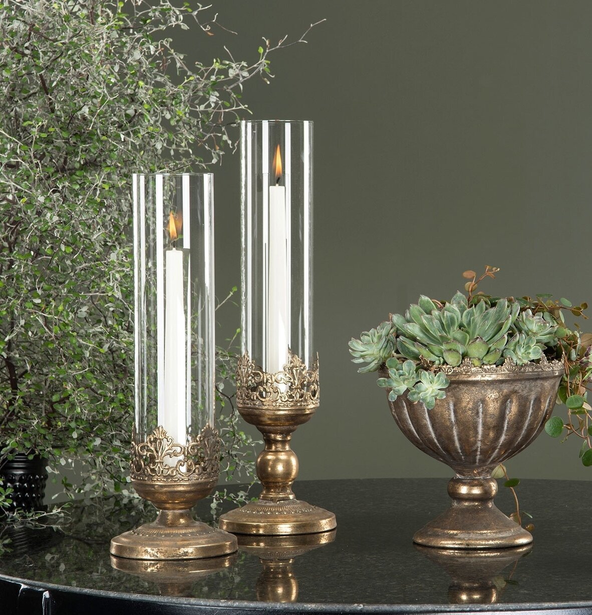 Ljuslykta Leah Guldbrun 43 cm 38 A Lot Decoration Lyktor Endless Light Ljuslyktor