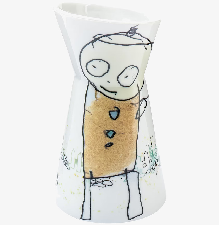 Mjölkkanna från Poul Pava med konstnärlig figur och detaljer