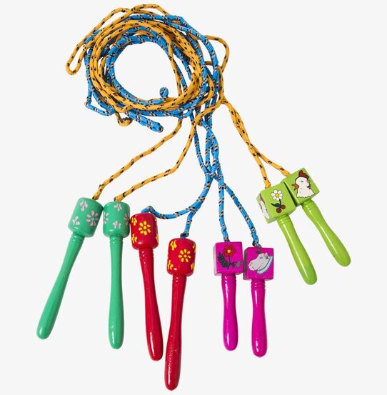 Hopprep från Rice med färgglada handtag och mönstrade rep