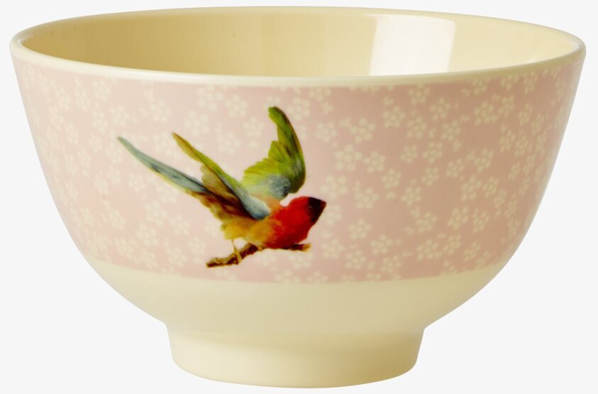 Skål Bird Print från Rice med fågel- och blomdesign