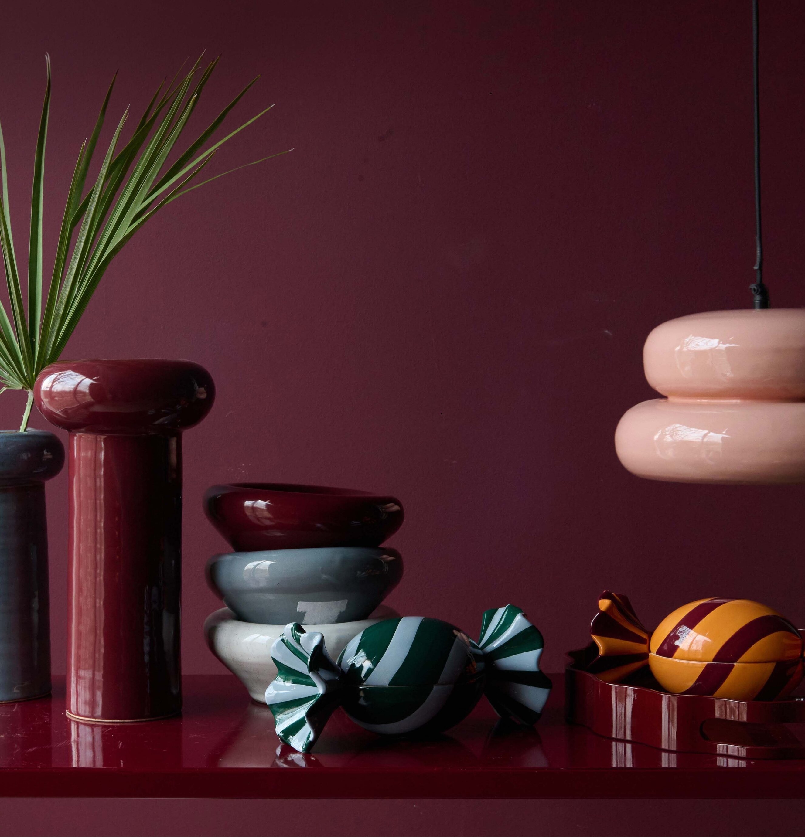 Candy Ask Set/2 Grön/Blå Wikholm Form Förvaringsburkar i stengods