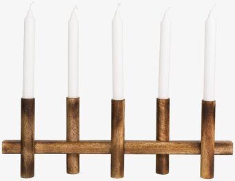 Foto: Adventsljusstake i mörkt trä med fem ljus