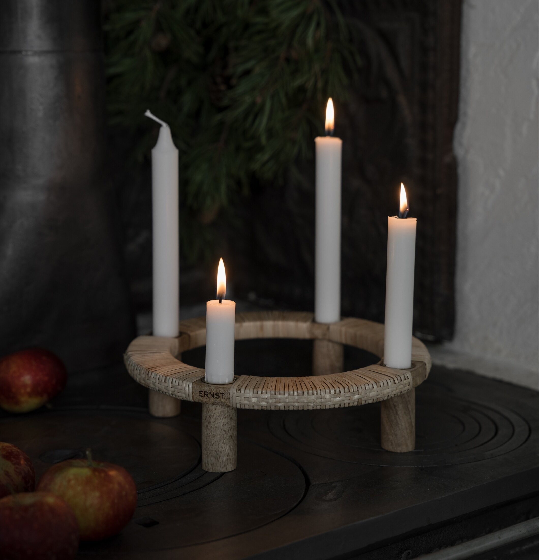 Adventsljusstake Rund 4 Ljus Ljust Trä Ernst Ljusstakar Adventsstakar Ljushållare Ljushyllor