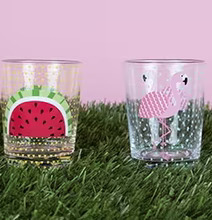 Tumblerglas Melon från Sass & Belle med tropiska motiv