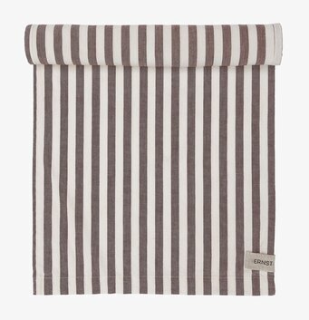 Foto: Rödvit randig bordslöpare i textil 45x150