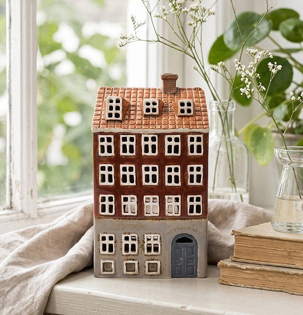Ljuslykta Hus Nyhavn Röd Det Gamle Apotek Lyktor Endless Light Ljuslyktor