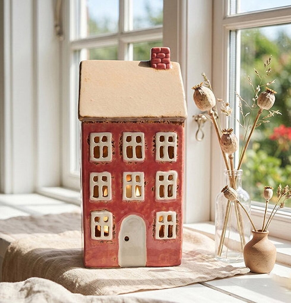 Ljuslykta Hus Röd Det Gamle Apotek Lyktor Endless Light Ljuslyktor
