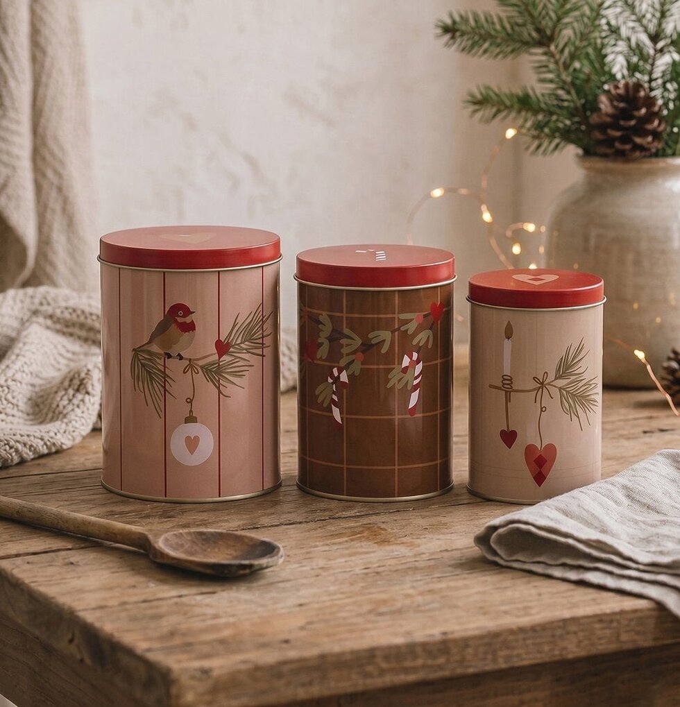 Plåtburkar Julfrid 3-pack Det Gamle Apotek Metallburkar