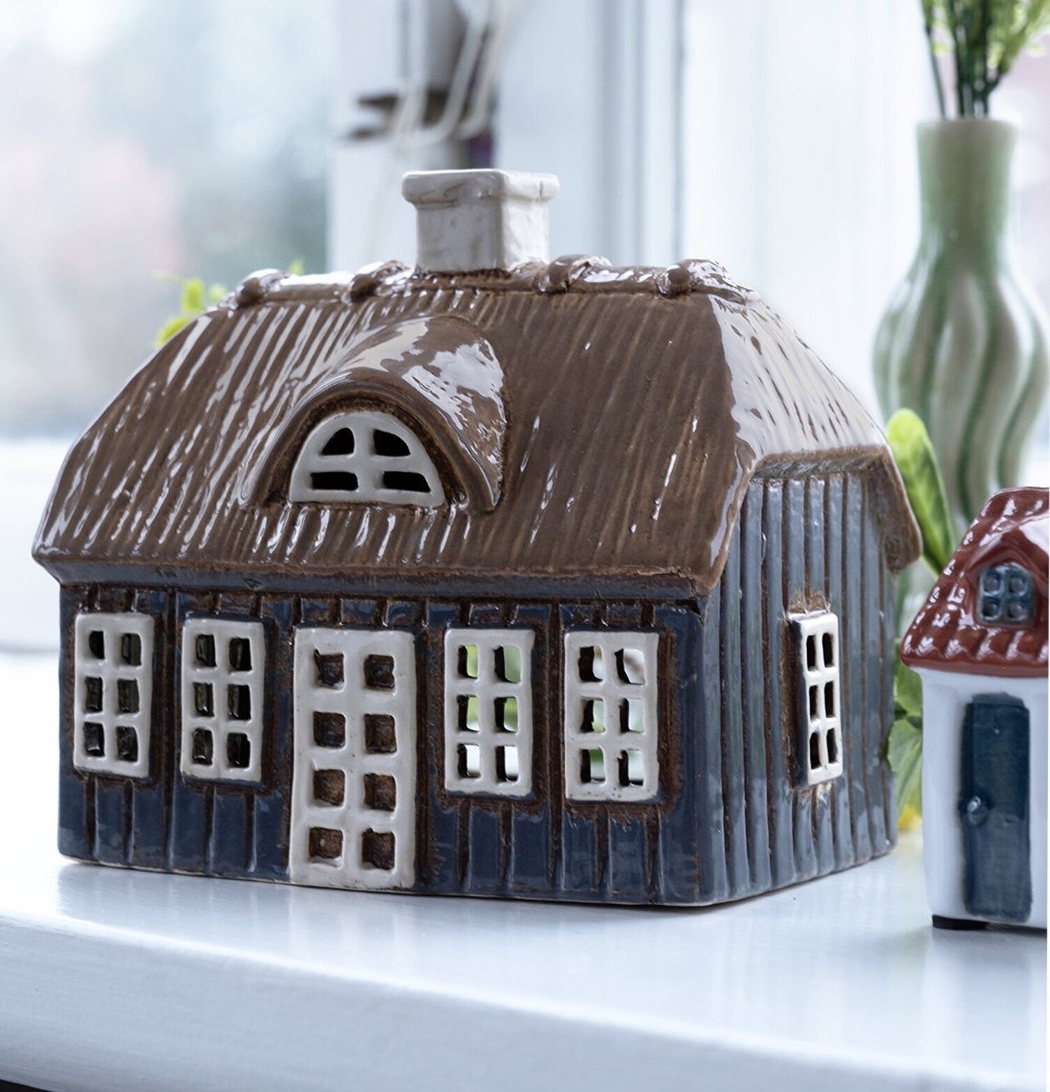 Ljuslykta Hus Blå Det Gamle Apotek Lyktor Endless Light Ljuslyktor