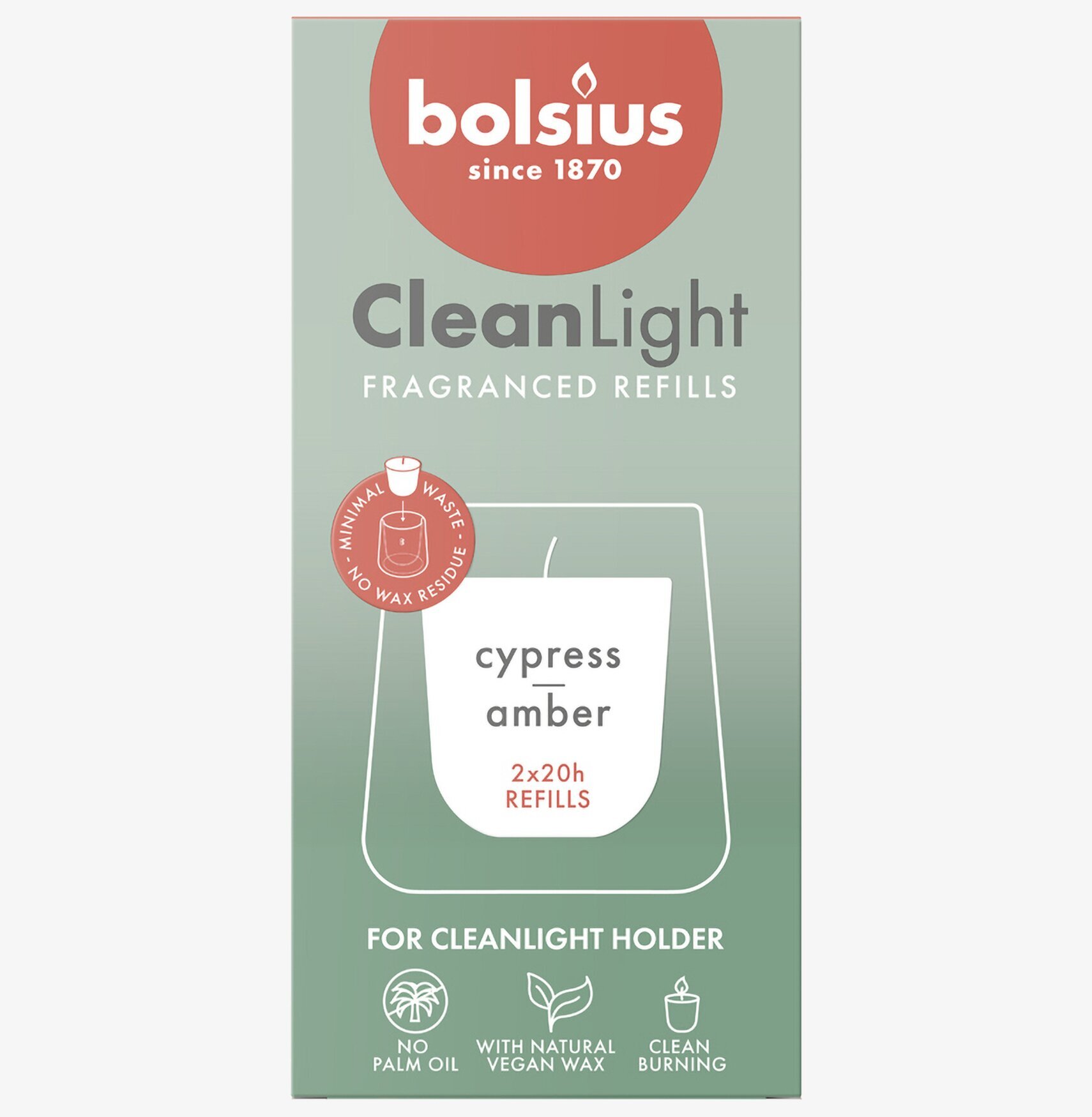 Bolsius CleanLight Doftljus Refill 2-pack - Cypress & Amber Doftljus/doftpinnar