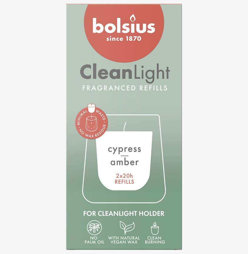 Bolsius CleanLight Doftljus Refill 2-pack - Cypress & Amber Doftljus/doftpinnar