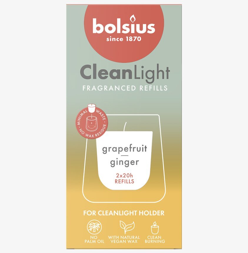 Bolsius CleanLight Doftljus Refill 2-pack - Grapefrukt & Ingefära Doftljus/doftpinnar