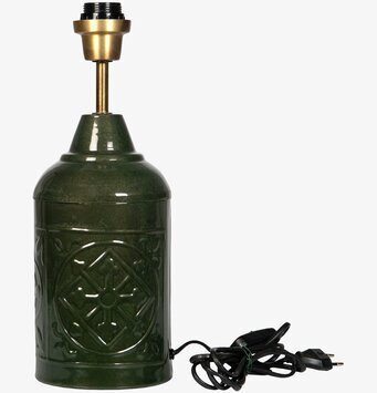 Foto: Grön keramisk lampfot med guldfärgad sockel