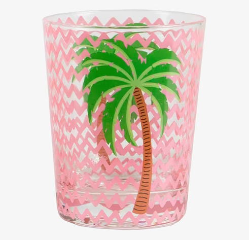 Tumblerglas Palm från Sass & Belle med tropiskt palmträdsmotiv