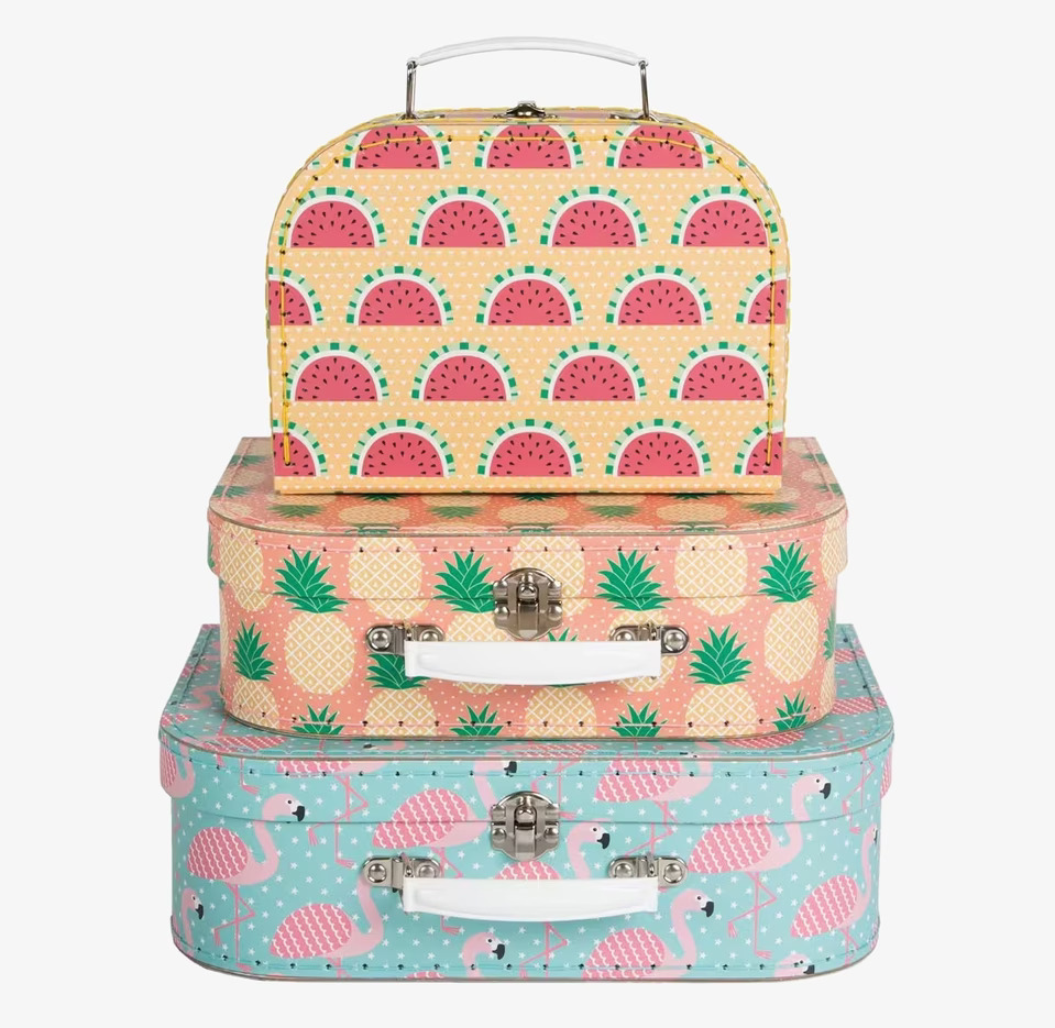 Tropical Summer 3-Pack Suitcase från Sass & Belle, tropiska mönster