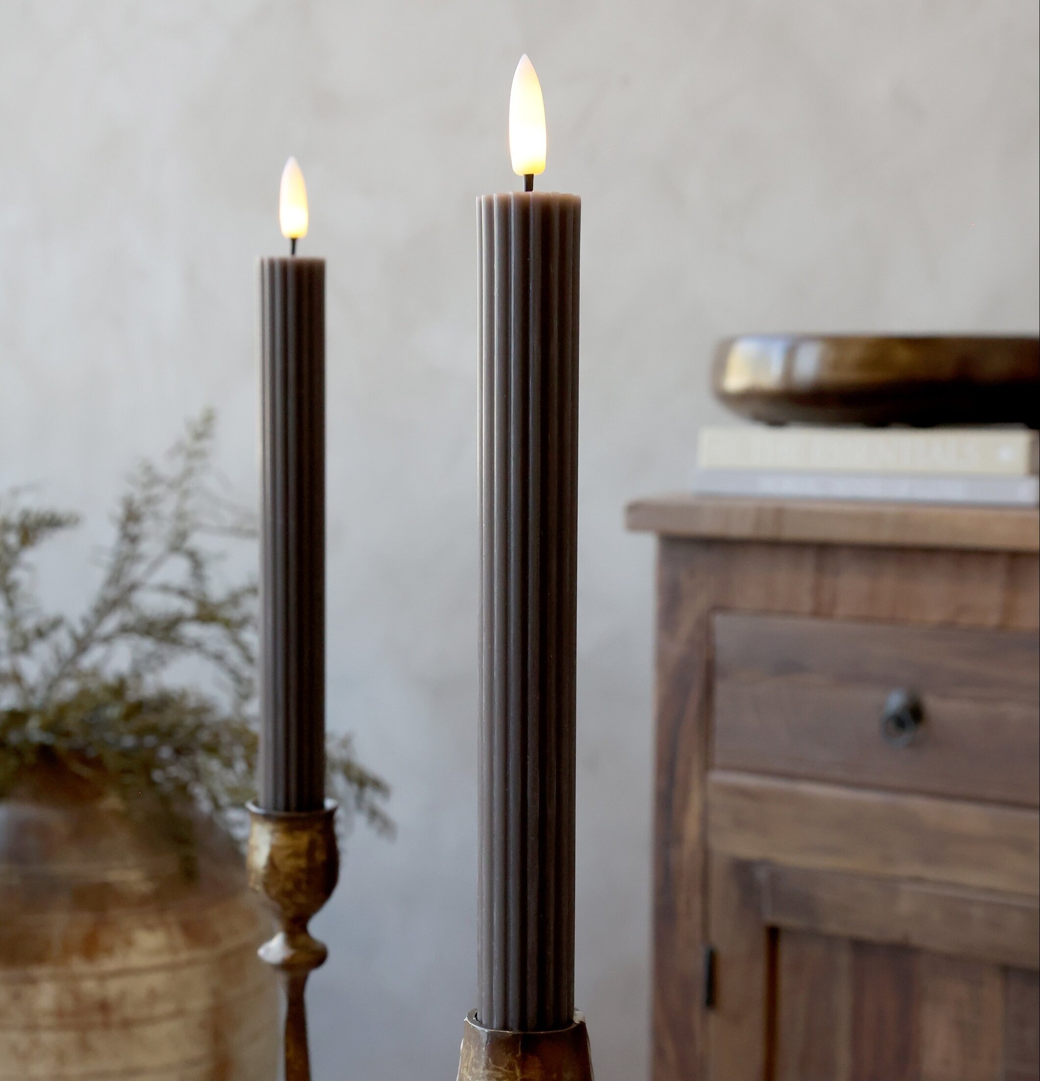 Kronljus LED Cenon Coffee 2-pack 24,5 cm Chic Antique Stearinljus batteridrivna