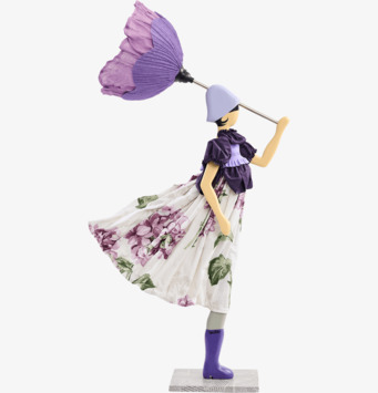 Foto: Dekorativ bordslampa figur med lila paraply