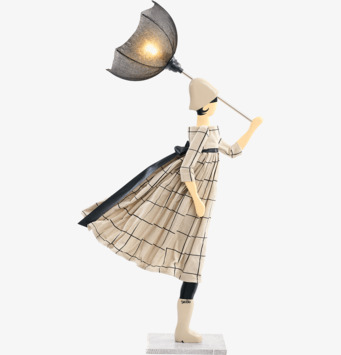 Foto frilagd figurformad bordslampa med paraplyljus