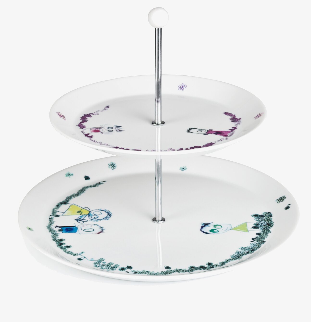 Kakfat Etagere från Poul Pava med färgglada figurer