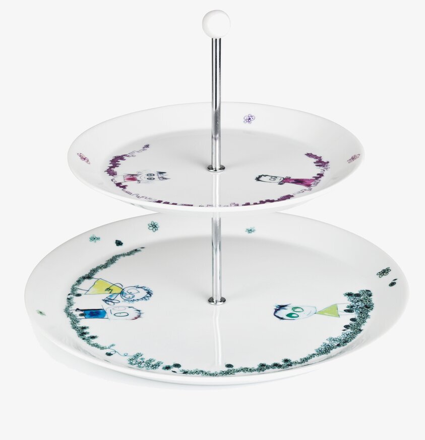 Kakfat Etagere från Poul Pava med färgglada figurer