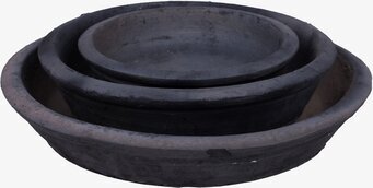 Fat Till Grå Kruka från Ernst, tre staplade keramikfat