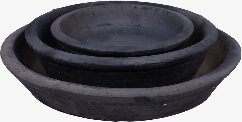 Fat Till Grå Kruka från Ernst, tre staplade keramikfat