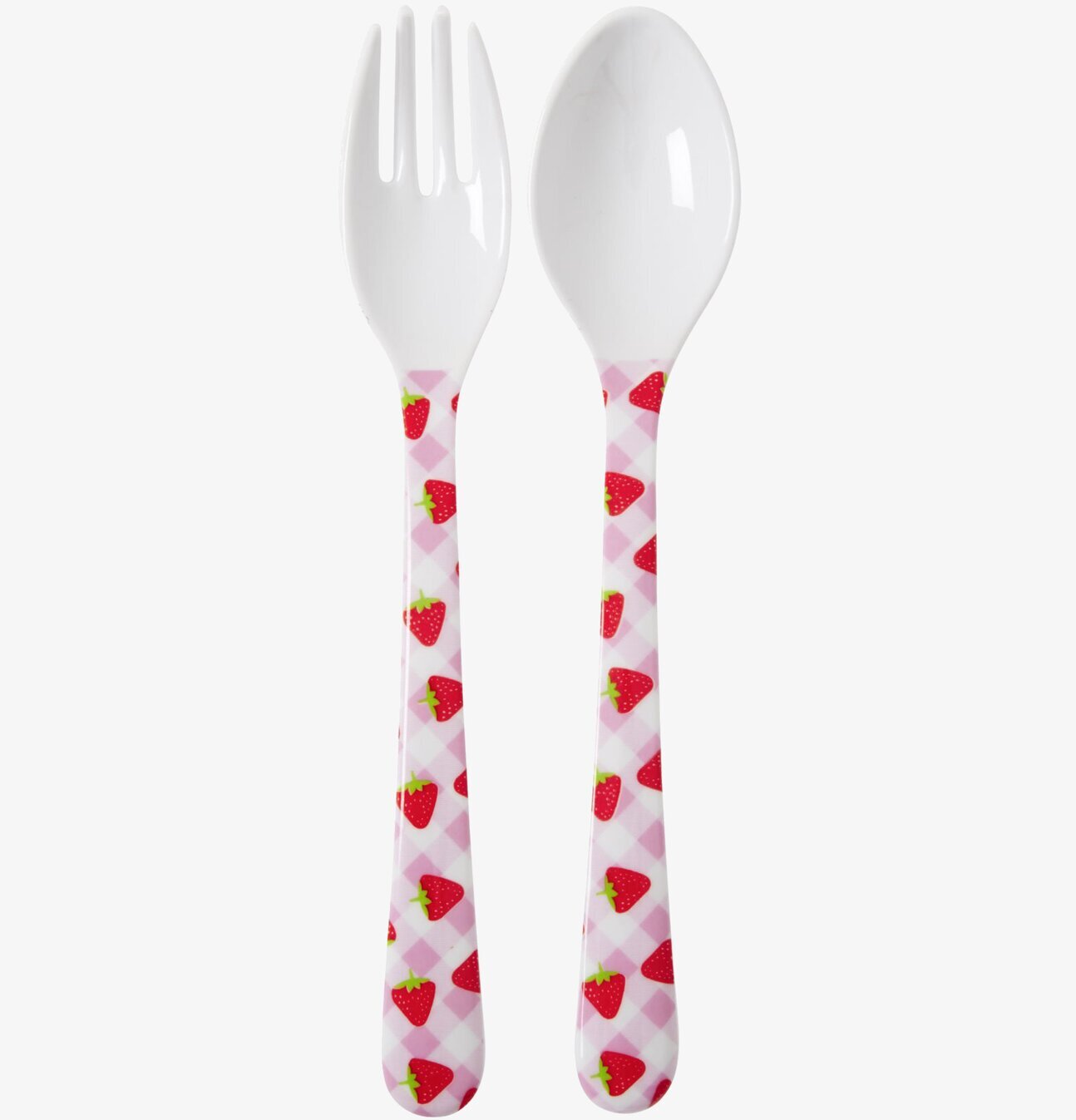 Bestickset Gingham & Strawberry från Rice med rosa mönster