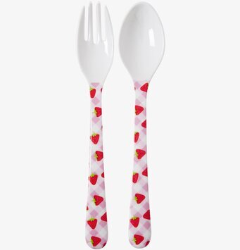 Bestickset Gingham & Strawberry från Rice med rosa mönster